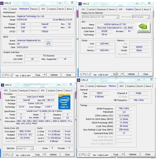 Phần mềm cpu-z kiểm tra cấu hình case máy tính cũ